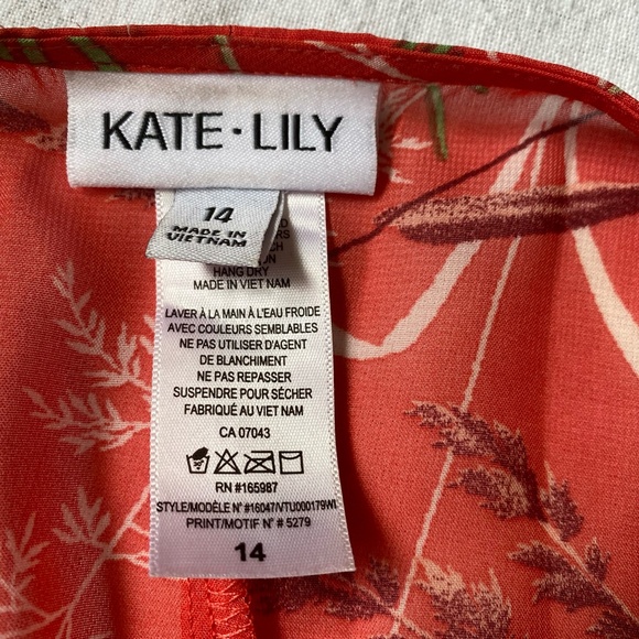 Kate.Lily Orange v-neck Tiered ruffled Summer Tropical maxi dress. Sz14 - Picture 15 of 16